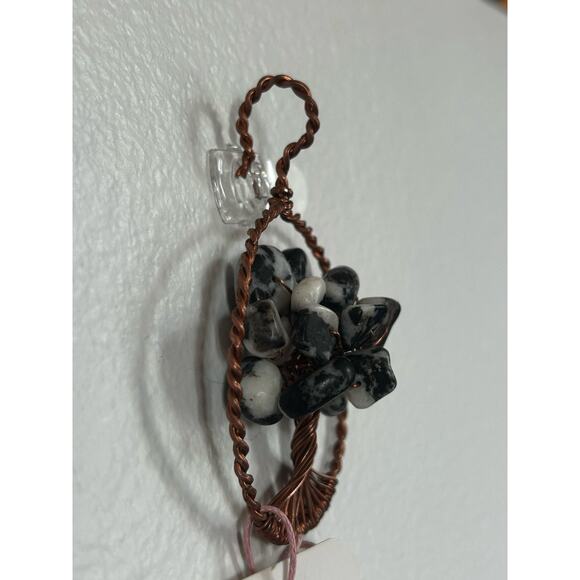 Handmade Copper and Serpentine Crystal Tree of life 3.5x2” Wall Decor - Picture 4 of 5